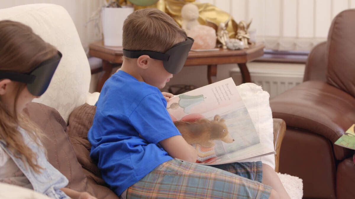 Superhuman: The Invisible Made Visible - child reading blindfold - Fruit-Powered
