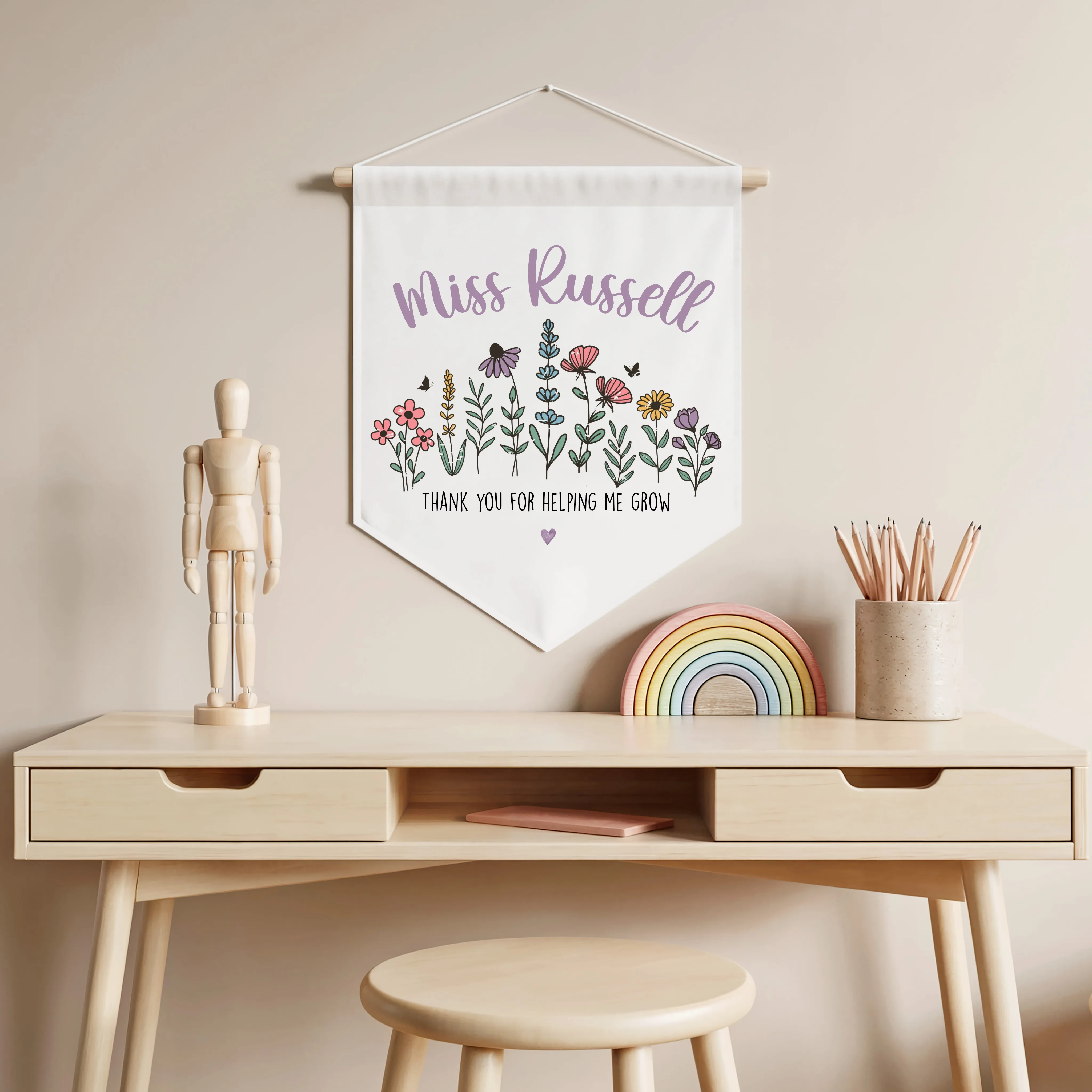 Teacher Banner - Thank you - Flowers - Canvas 